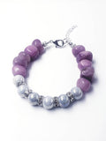 Amethyst and Gray Beaded Stretch & Adjustable Bracelet Set