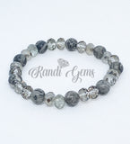 Natural Gray Scenery Jasper Stone Stretch Beaded Bracelet Set