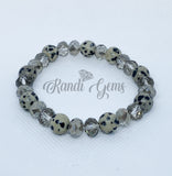 Natural Dalmatian Jasper Stone Stretch Beaded Bracelet Set