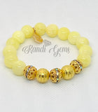 Yellow Quartzite & Gold Plated Stretch Beaded Set
