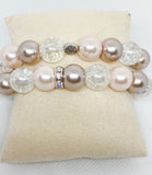 Brown and Pink Glass Beadead Bracelet Set