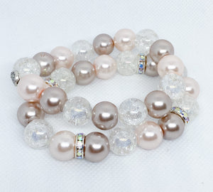 Brown and Pink Glass Beadead Bracelet Set
