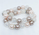 Brown and Pink Glass Beadead Bracelet Set