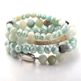 Natural Light Green Amazonite Stone Beaded Bracelet Set