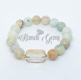 Natural Light Green Amazonite Stone Beaded Bracelet Set