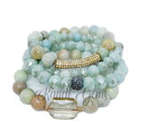 Natural Light Green Amazonite Stone Beaded Bracelet Set