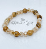 Natural Brown Jasper Stone Beaded Stretch Bracelet Set