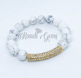 Natural White Howlite Stone Stretch Beaded Bracelet Set
