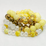 Yellow Quartzite & Gold Plated Stretch Beaded Set