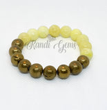 Yellow Quartzite & Gold Plated Stretch Beaded Set