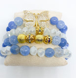 Natural Blue Fire Agate Stone Boho Bracelet Set