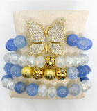 Natural Blue Fire Agate Stone Boho Bracelet Set