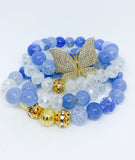 Natural Blue Fire Agate Stone Boho Bracelet Set