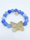 Natural Blue Fire Agate Stone Boho Bracelet Set