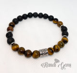 Tiger Eye and Lava Beaded Stretch Bracelet for Men
