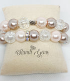 Brown and Pink Glass Beadead Bracelet Set