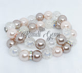 Brown and Pink Glass Beadead Bracelet Set