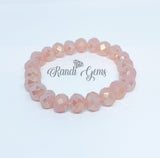 Pink Zebra Jasper Gemstone, Stretch Beaded Bracelet (Pink Set)