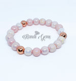 Pink Zebra Jasper Gemstone, Stretch Beaded Bracelet (Pink Set)