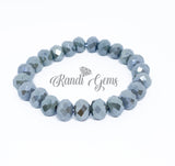 Pink Zebra Jasper Stretch Beaded Bracelet Set (Gray Set)
