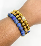 Blue Lapis Natural Bead Stone Bracelet Set