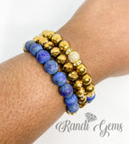 Blue Lapis Natural Bead Stone Bracelet Set