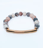 Pink Zebra Jasper Natural Gemstone Stretch Bracelet
