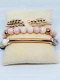 Pink Zebra Jasper Natural Gemstone Stretch Bracelet