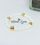 Matte Pink Chalcedony Quartz Beaded Bracelet Set - 4 piece