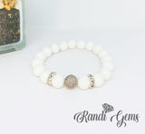 White & Silver Howlite Stretch Beaded Bracelet Set - 5 piece