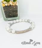 White & Silver Howlite Stretch Beaded Bracelet Set - 5 piece