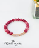 Red Mauve and Black Beaded Stack Stretch Bracelet Set