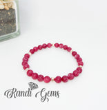 Red Mauve and Black Beaded Stack Stretch Bracelet Set