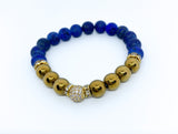 Blue Lapis Natural Bead Stone Bracelet Set