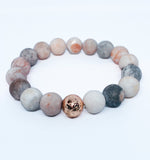 Pink Zebra Jasper Natural Gemstone Stretch Bracelet