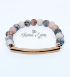 Pink Zebra Jasper Natural Gemstone Stretch Bracelet