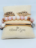 Pink Zebra Jasper Natural Gemstone Stretch Bracelet