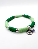 Green Agate and Matte Quartz 3 piece Beaded Bracelet Stack Set
