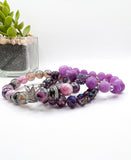 Purple “Queen” Beaded Bracelet Stack Set