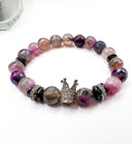 Purple “Queen” Beaded Bracelet Stack Set