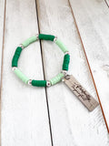 Green Agate and Matte Quartz 3 piece Beaded Bracelet Stack Set