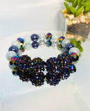 Purple and Gray Stretch Beaded Stack Bracelet Set
