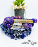 Purple Turquoise Beaded Stacked Bracelet Set