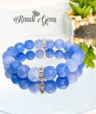 Natural Blue Orange Fire Agate Stone Boho Bracelet Set - 4 Piece