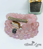 Pink Beaded Stacked Bracelet Set