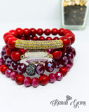 Red Howlite Beaded Stacked Bracelet Set