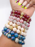 Berry Agate Beaded Stack Bracelet