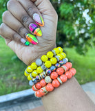 Orange Electroplated Agate Beaded Stack Bracelet