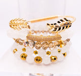 White Quartz & Gold Bracelet Set