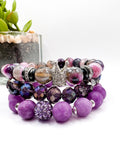 Purple “Queen” Beaded Bracelet Stack Set